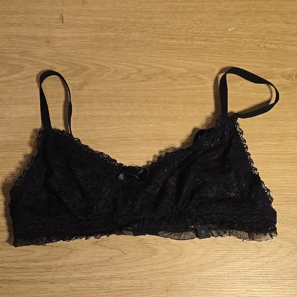 Dolls Kill Widow Black Lace Mesh Bralette (M) - Picture 1 of 3